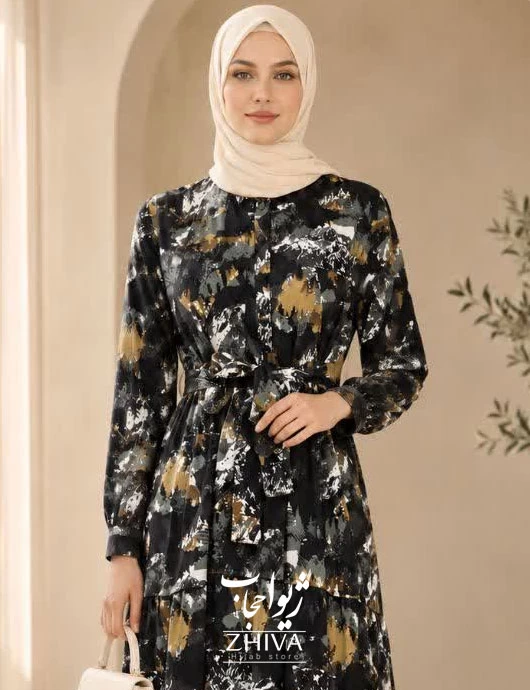 پيراهن ساحلی سه طبقه چين نخی دانژه كد 4