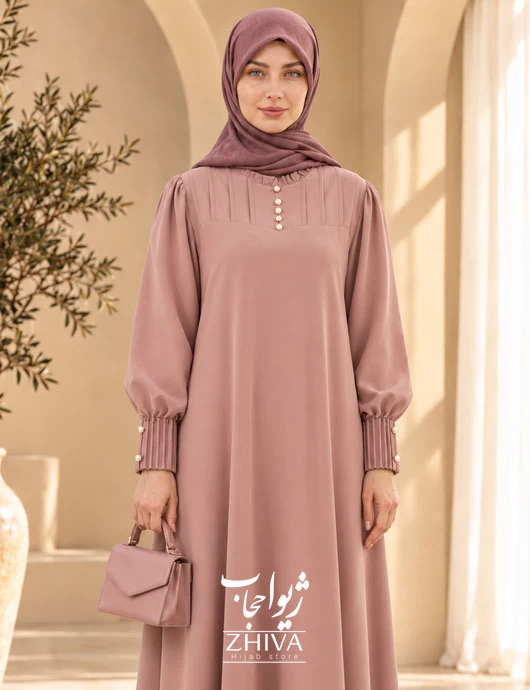 عبا گیسو پیراهنی صورتی