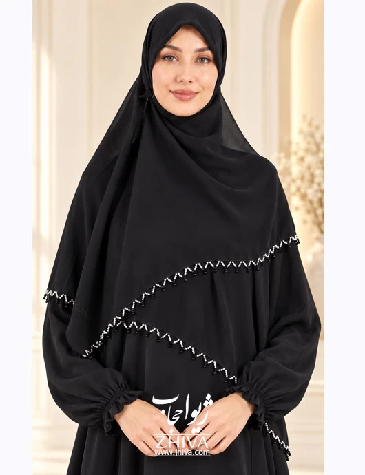 روسری كرپ حريرجواهر دوزی