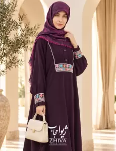 مانتو عبايی گلدوزی شده ياسمين